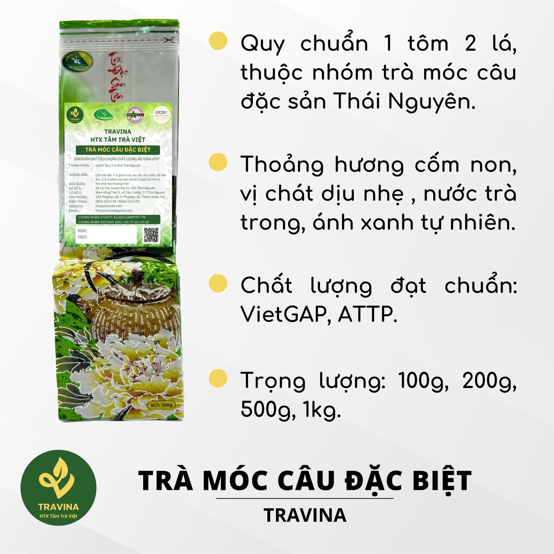 Thông tin quy chuẩn Trà Móc Câu Đặc Biệt in kèm bao bì
