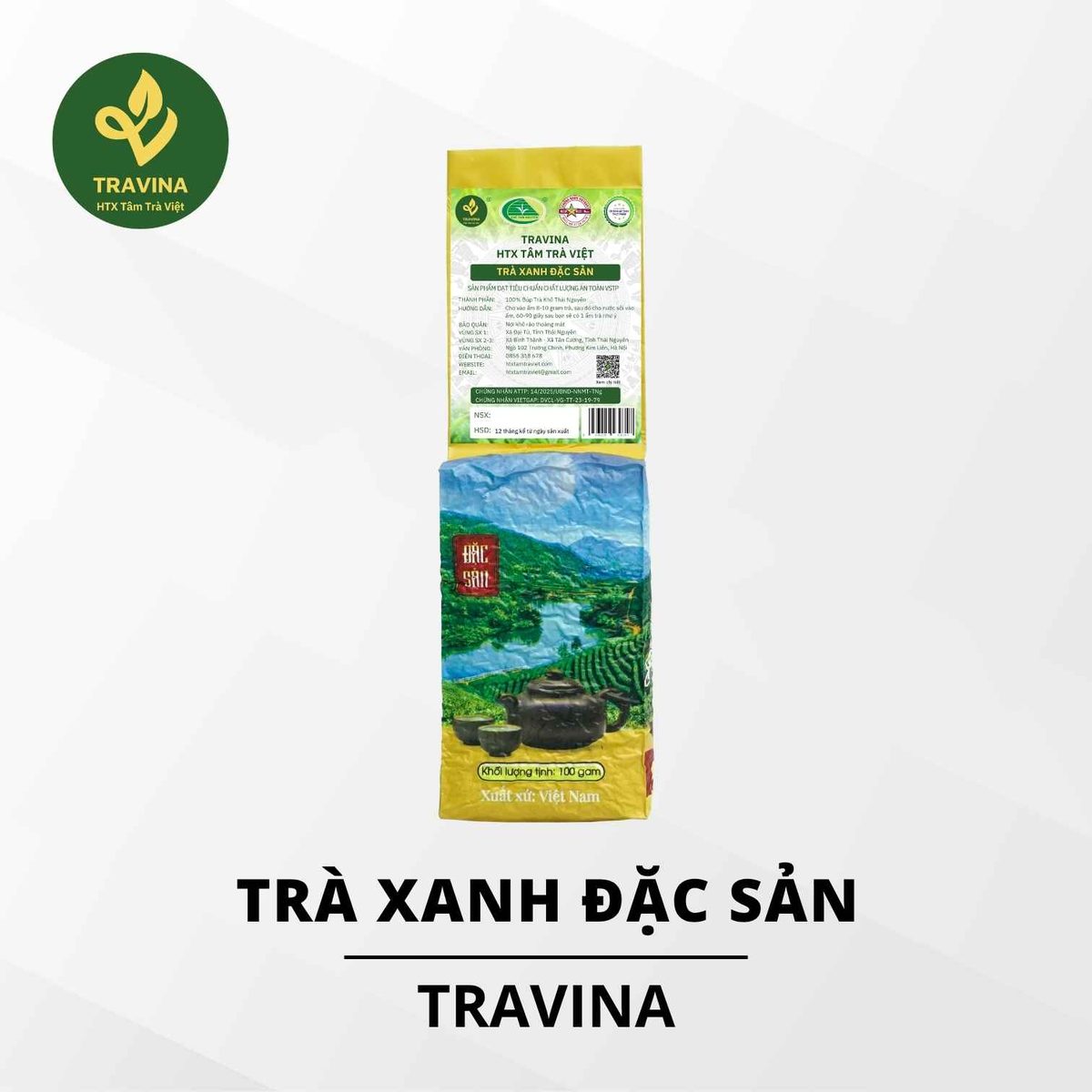 Trà Xanh Đặc Sản - HTX Tâm Trà Việt - Trà Thái Nguyên chuẩn VietGap Túi Trà Xanh Đặc Sản TRAVINA