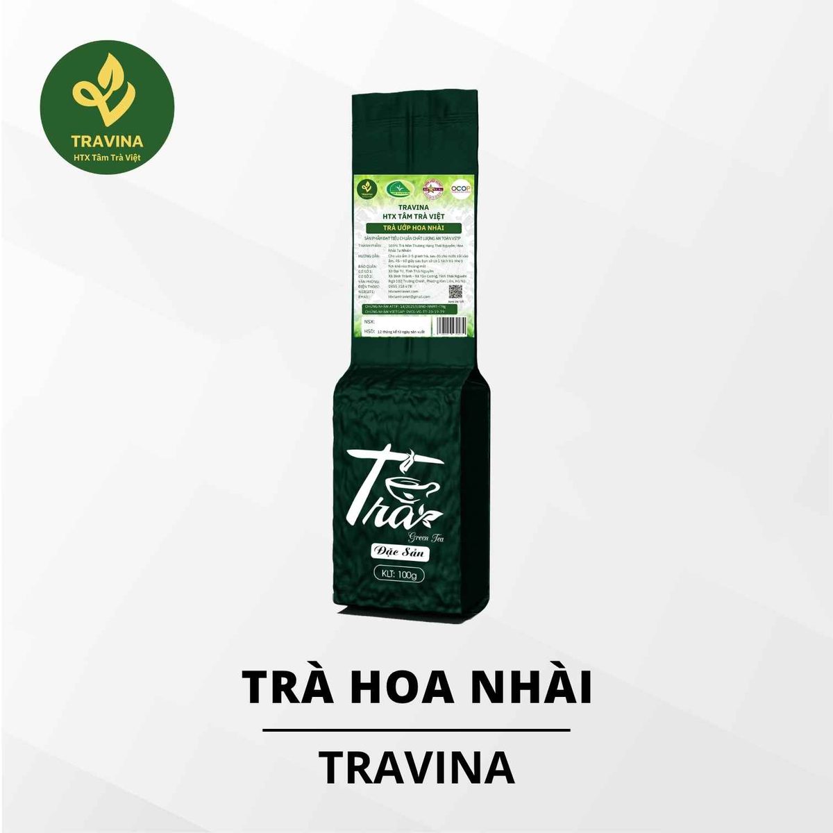 Trà Hoa Nhài (Lài) - HTX Tâm Trà Việt - Trà Thái Nguyên chuẩn VietGap Túi Trà Hoa Nhài TRAVINA