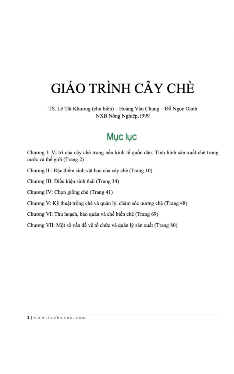 Giáo Trình Cây Chè Bìa sách Giáo Trình Cây Chè