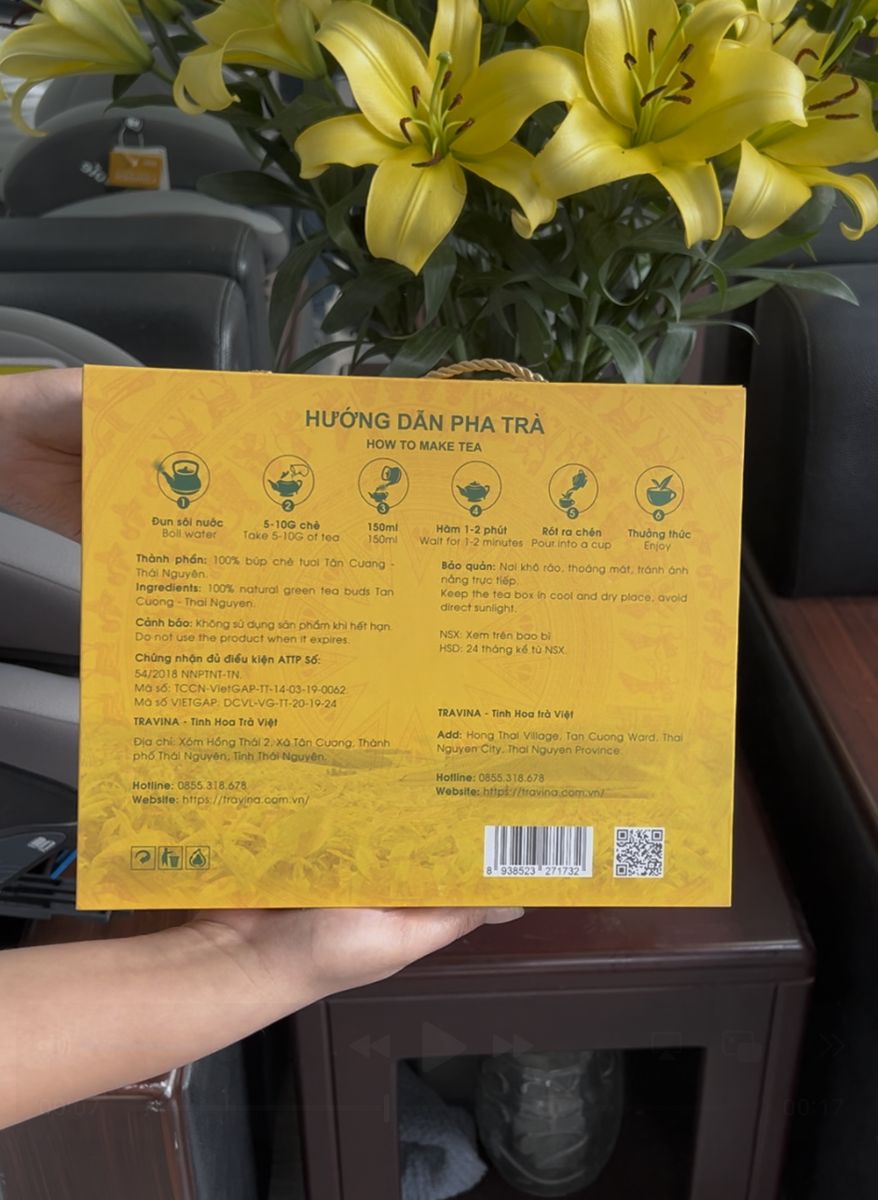 Set Trà Tâm An - HTX Tâm Trà Việt - Sét Quà Tặng Mặt sau hộp Tâm An Trà in hướng dẫn pha trà