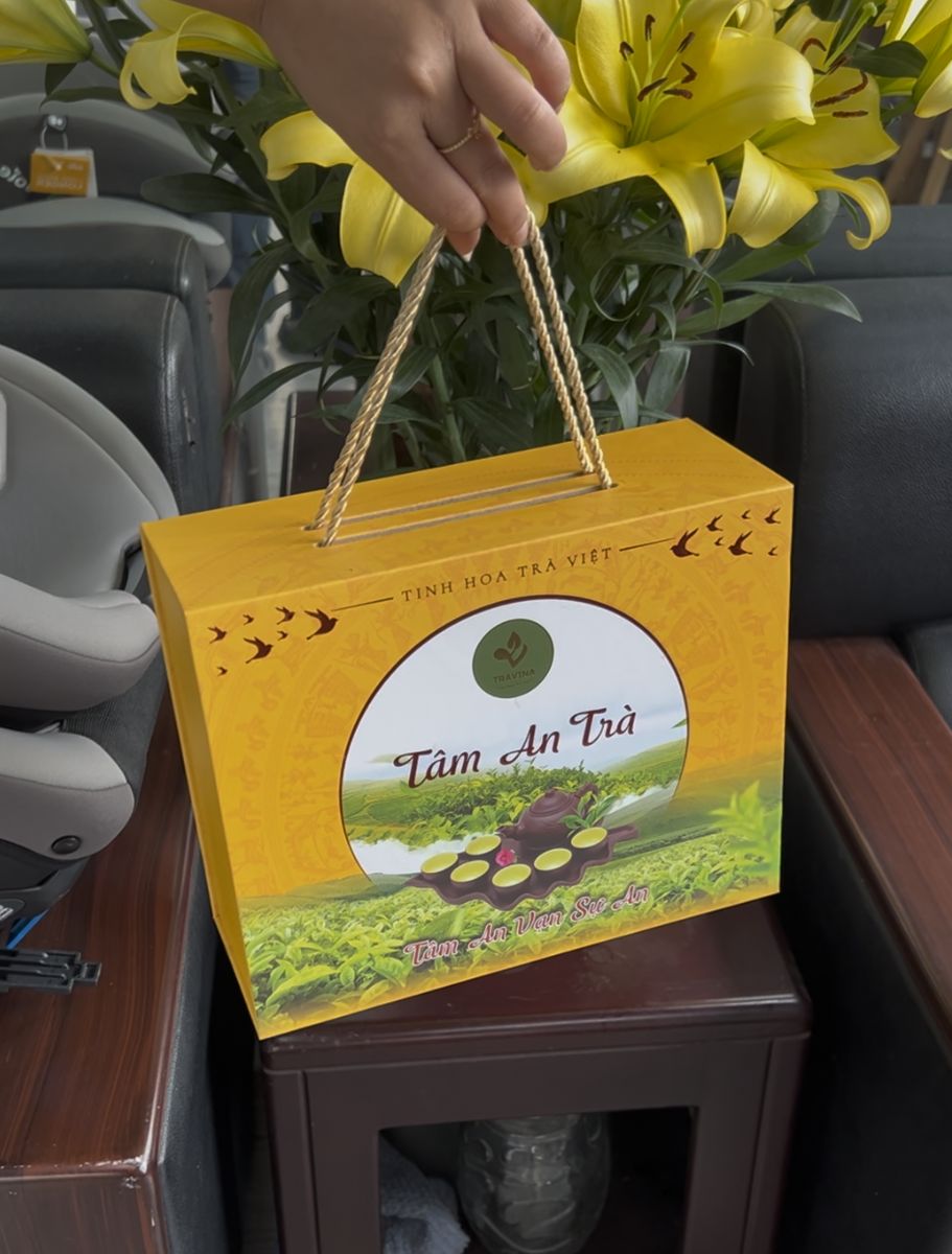 Set Trà Tâm An - HTX Tâm Trà Việt - Sét Quà Tặng Hộp quà Tâm An Trà có quai xách