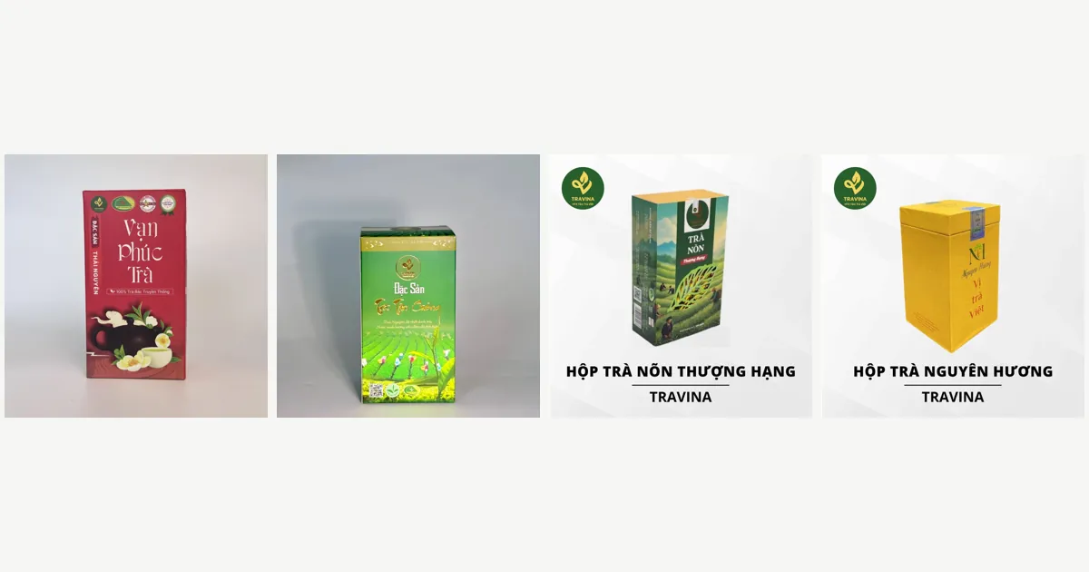 Hộp trà Tết cho cửa hàng quà nhập bán: Vạn Phúc, Đặc Sản Thái Nguyên, Nõn Thượng Hạng, Nguyên Hương