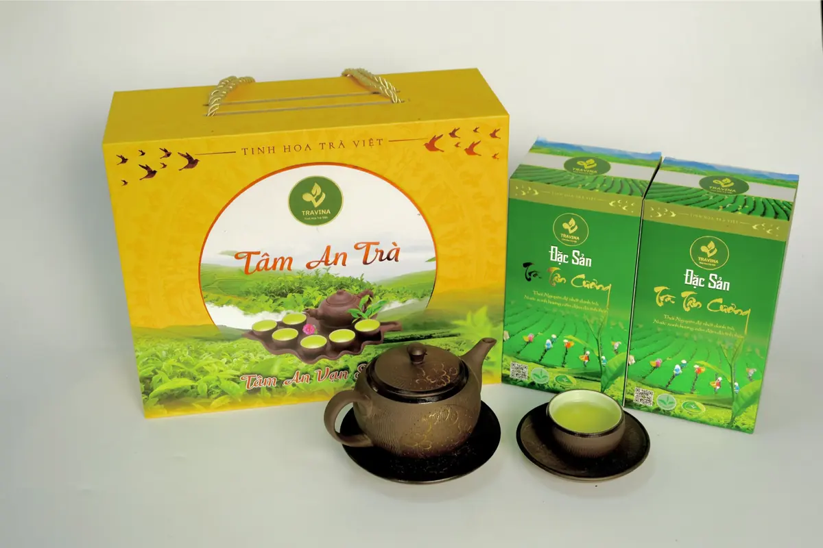 Set quà Tâm An Trà – set quà bên ấm trà Set quà Tâm An Trà – set quà bên ấm trà